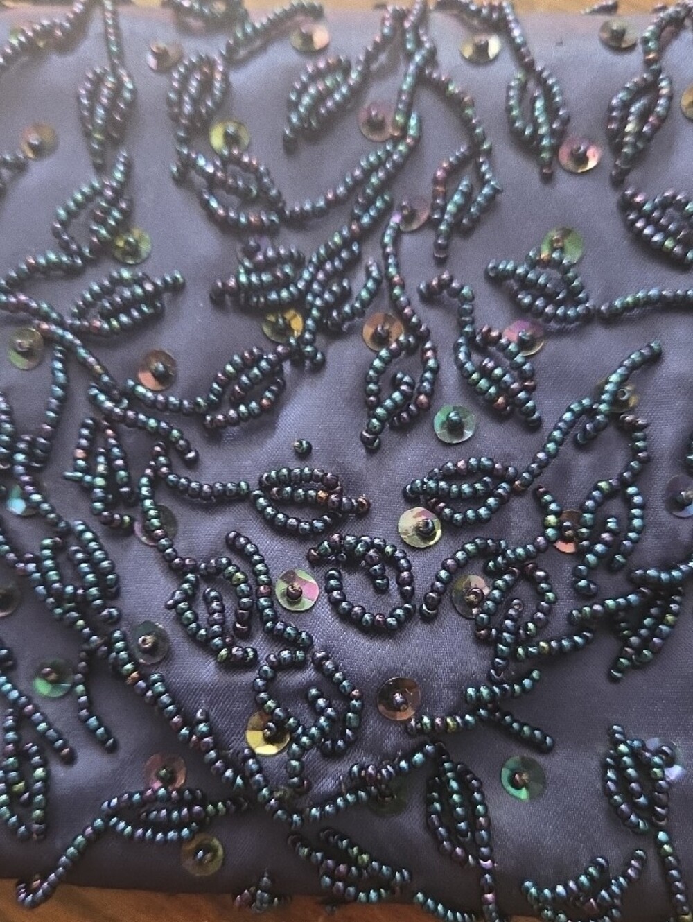 Embroidered Beaded Navy Evening Clutch - Picture 4 of 4